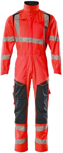 Mascot 19519 Overall met kniezakken - hi-vis rood/donkermarine L