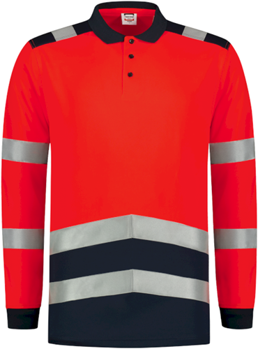 Tricorp 203008 Poloshirt High Vis Bicolor Lange Mouw - FluorredInk L