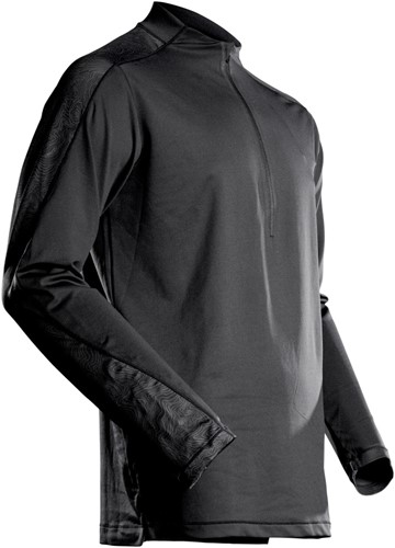 Mascot CUSTOMIZED 22681 T-shirt, lange mouwen, met korte rits - zwart 09 4XL