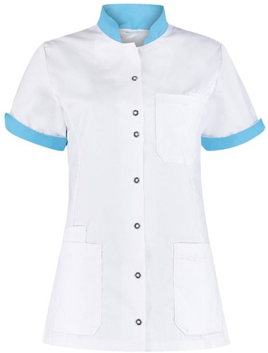 Haen High Line damesjasje Mila met tricot mouwinzet - Wit met magic azur contrast 3XL