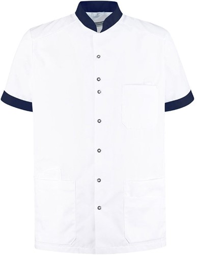 Haen High Line herenjas Milo met tricot mouwinzet - Wit met donkerblauw contrast XL
