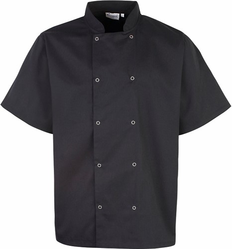 Premier PR664 Studded Front Short Sleeve Chef's Jacket - Black XL