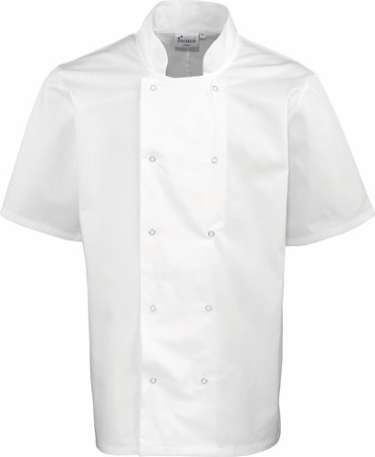 Premier PR664 Studded Front Short Sleeve Chef's Jacket - White 3XL