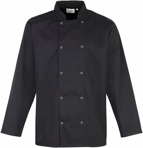 Premier PR665 Long Sleeve Press Stud Chef's Jacket - Black XL