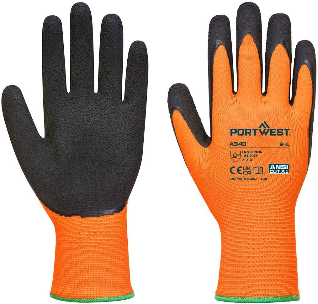 [A340ORBL] Portwest A340 Hi-Vis Grip Glove - Latex