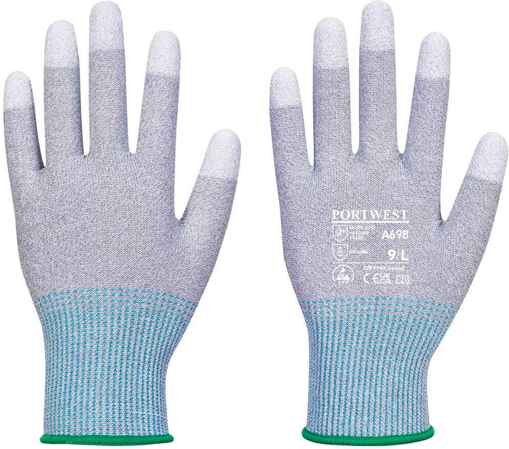 [A698G6RL] Portwest A698 MR13 ESD PU Fingertip Glove (Pk12)