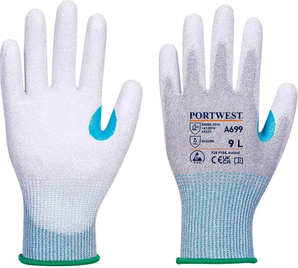 [A699G6RL] Portwest A699 MR13 ESD PU Palm Glove (Pk12)