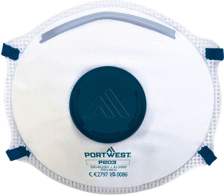 [P203WHR] Portwest P203 FFP2 Valved Dolomite Respirator (Pk10)