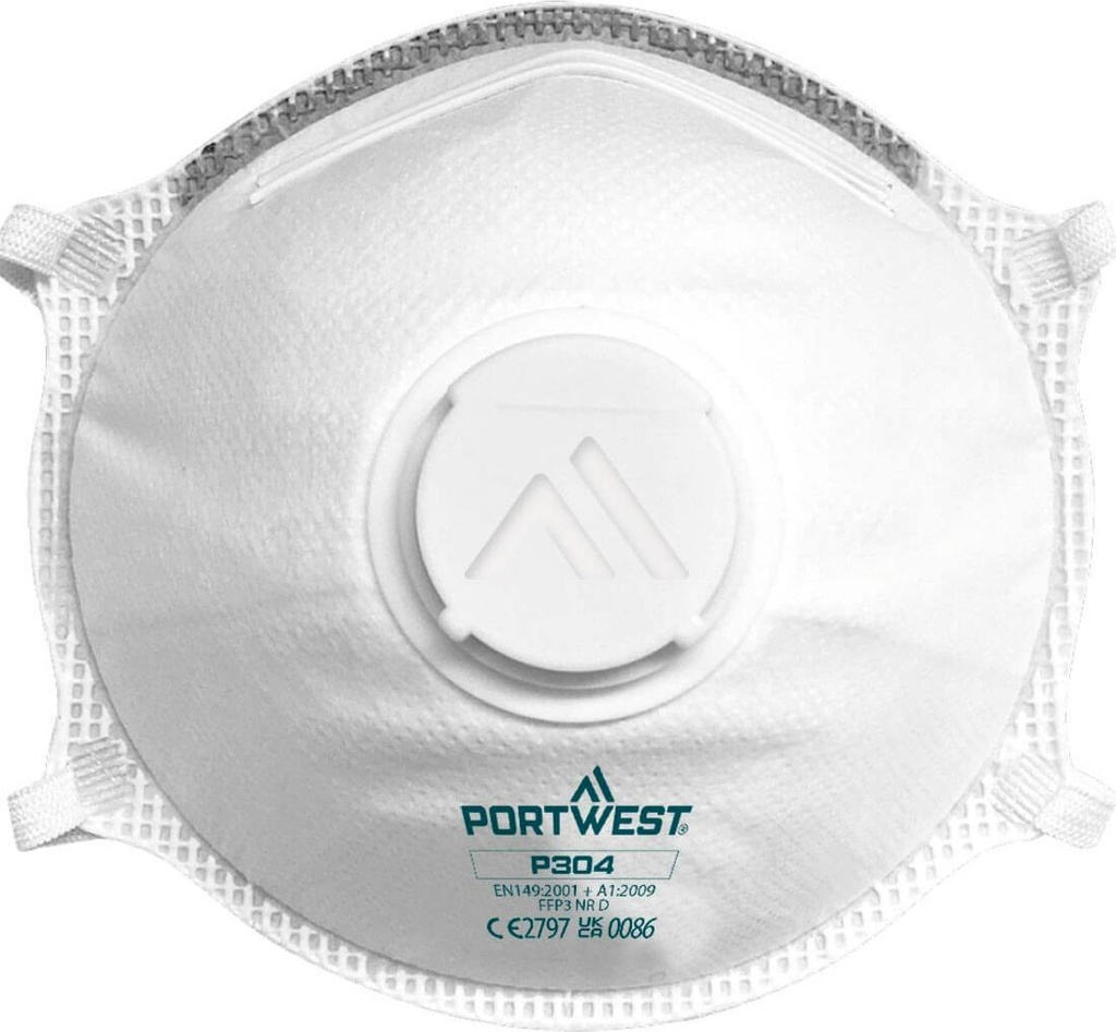 [P304WHR] Portwest P304 FFP3 Valved Dolomite Light Cup Respirator (Pk10)