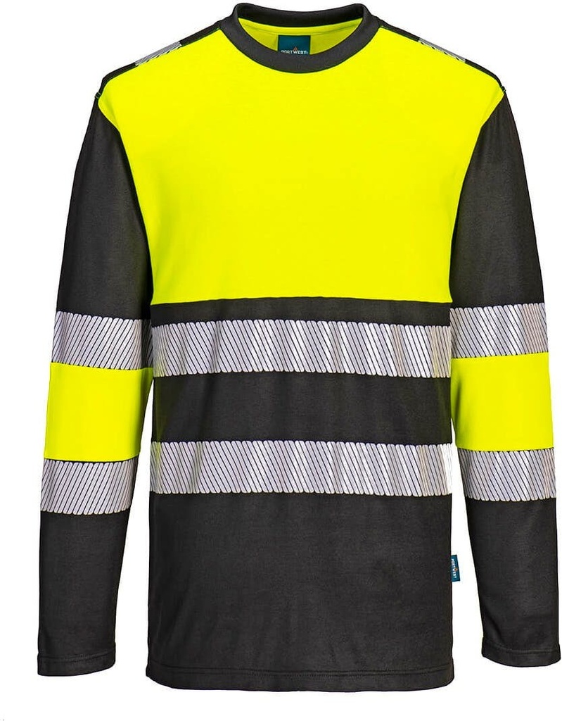 [PW312YBRS] Portwest PW312 PW3 Hi-Vis Cotton Comfort Class 1 T-Shirt L/S (Yellow/Black, S)