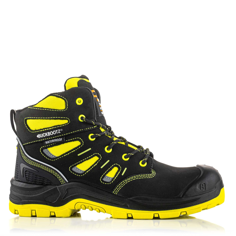 [472938] BuckBootz Schoen BVIZ2 Hoog S3 + KN (40, Zwart/Geel BVIZ2YL)